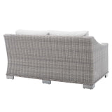 Conway Light Gray/White Sunbrella Outdoor Patio Wicker Rattan Loveseat - Ornate Home