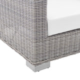 Conway Light Gray/White Sunbrella Outdoor Patio Wicker Rattan Loveseat - Ornate Home