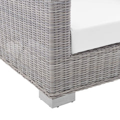 Conway Light Gray/White Sunbrella Outdoor Patio Wicker Rattan Loveseat - Ornate Home