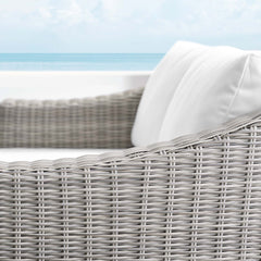 Conway Light Gray/White Sunbrella Outdoor Patio Wicker Rattan Loveseat - Ornate Home