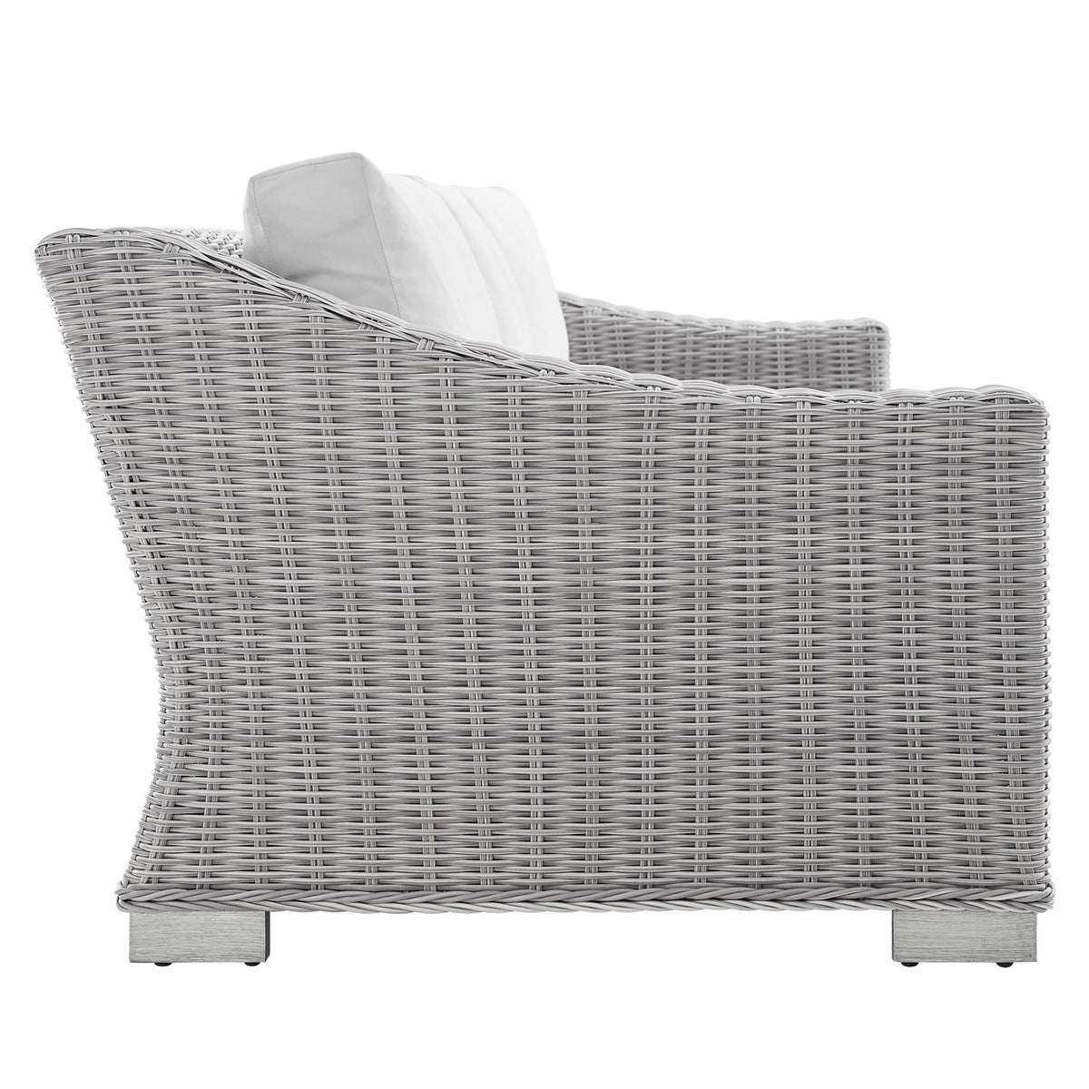 Conway Light Gray/White Sunbrella Outdoor Patio Wicker Rattan Sofa - Ornate Home