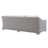 Conway Light Gray/White Sunbrella Outdoor Patio Wicker Rattan Sofa - Ornate Home