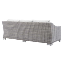 Conway Light Gray/White Sunbrella Outdoor Patio Wicker Rattan Sofa - Ornate Home
