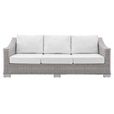 Conway Light Gray/White Sunbrella Outdoor Patio Wicker Rattan Sofa - Ornate Home