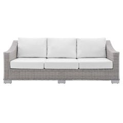Conway Light Gray/White Sunbrella Outdoor Patio Wicker Rattan Sofa - Ornate Home
