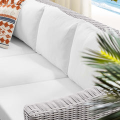 Conway Light Gray/White Sunbrella Outdoor Patio Wicker Rattan Sofa - Ornate Home