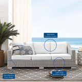 Conway Light Gray/White Sunbrella Outdoor Patio Wicker Rattan Sofa - Ornate Home
