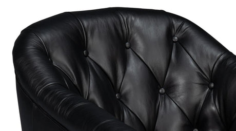 Coolidge Black Leather Swivel Chair - Ornate Home