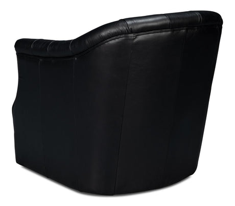 Coolidge Black Leather Swivel Chair - Ornate Home