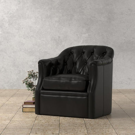 Coolidge Black Leather Swivel Chair - Ornate Home