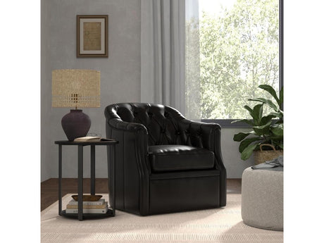Coolidge Black Leather Swivel Chair - Ornate Home