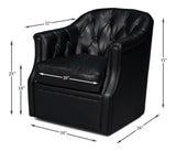 Coolidge Black Leather Swivel Chair - Ornate Home