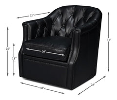 Coolidge Black Leather Swivel Chair - Ornate Home