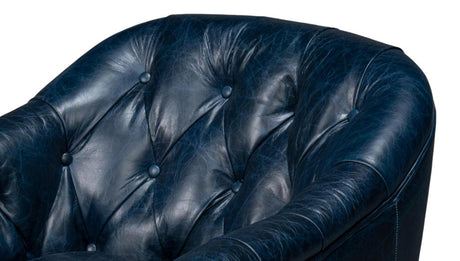 Coolidge Blue Leather Swivel Chair - Ornate Home