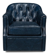 Coolidge Blue Leather Swivel Chair - Ornate Home