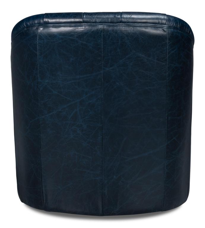 Coolidge Blue Leather Swivel Chair - Ornate Home