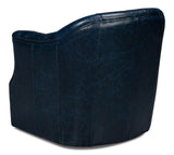 Coolidge Blue Leather Swivel Chair - Ornate Home