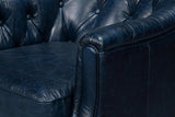 Coolidge Blue Leather Swivel Chair - Ornate Home