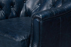 Coolidge Blue Leather Swivel Chair - Ornate Home