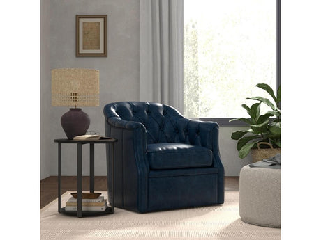 Coolidge Blue Leather Swivel Chair - Ornate Home
