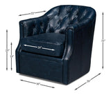 Coolidge Blue Leather Swivel Chair - Ornate Home