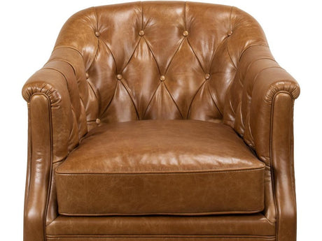 Coolidge Brown Leather Swivel Chair - Ornate Home