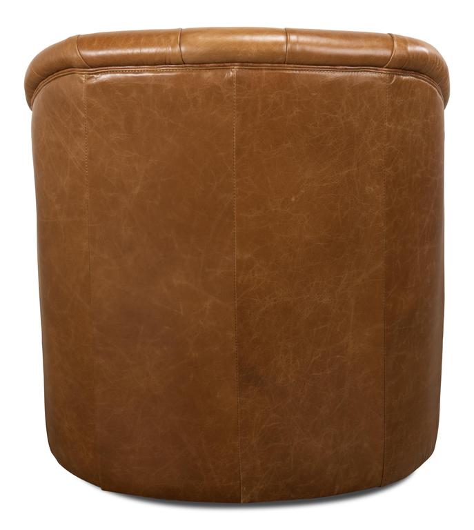 Coolidge Brown Leather Swivel Chair - Ornate Home