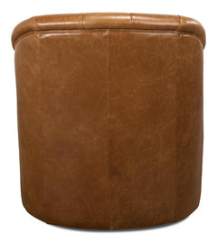 Coolidge Brown Leather Swivel Chair - Ornate Home