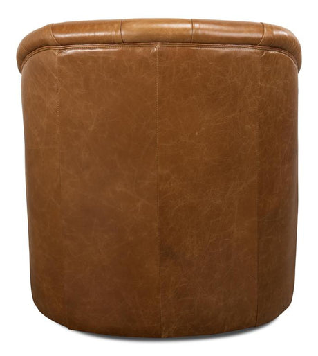 Coolidge Brown Leather Swivel Chair - Ornate Home