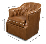 Coolidge Brown Leather Swivel Chair - Ornate Home
