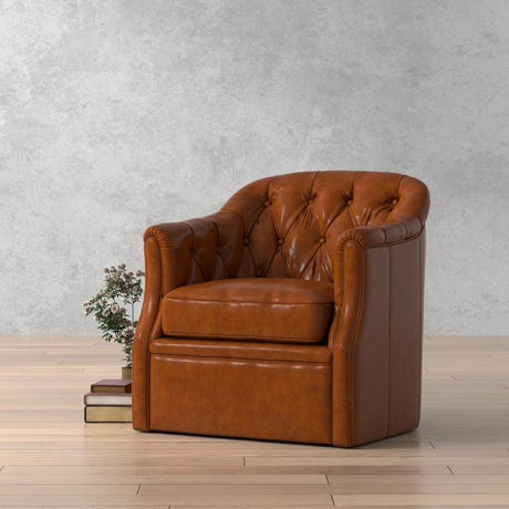 Coolidge Brown Leather Swivel Chair - Ornate Home