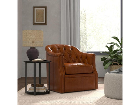 Coolidge Brown Leather Swivel Chair - Ornate Home