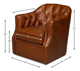 Coolidge Brown Leather Swivel Chair - Ornate Home