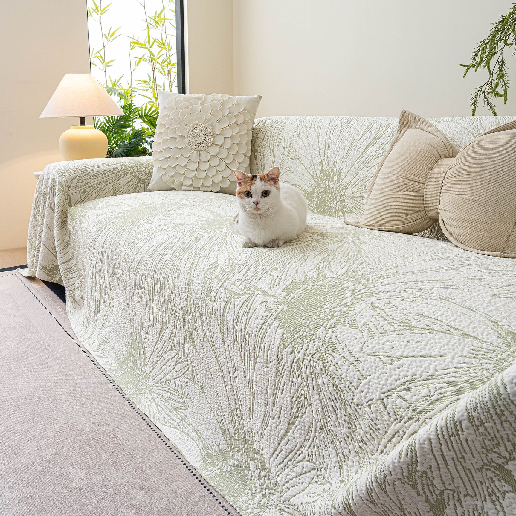 Cooling Botanical Jacquard Couch Cover Decorative Furniture Cover for Loveseat & Sofas - Ornate Home