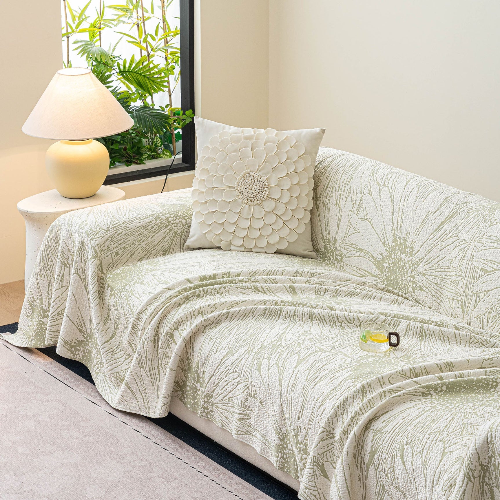 Cooling Botanical Jacquard Couch Cover Decorative Furniture Cover for Loveseat & Sofas - Ornate Home