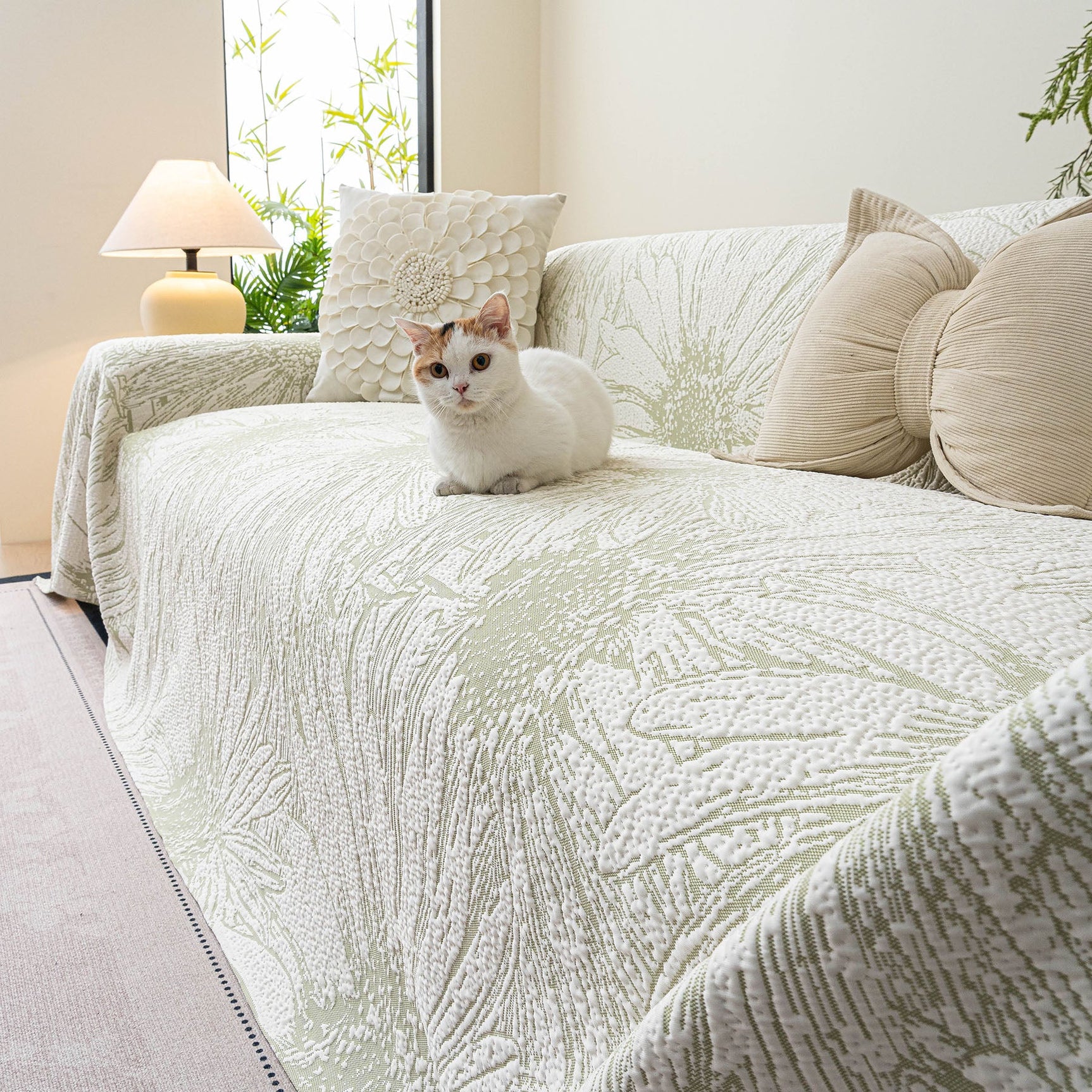 Cooling Botanical Jacquard Couch Cover Decorative Furniture Cover for Loveseat & Sofas - Ornate Home