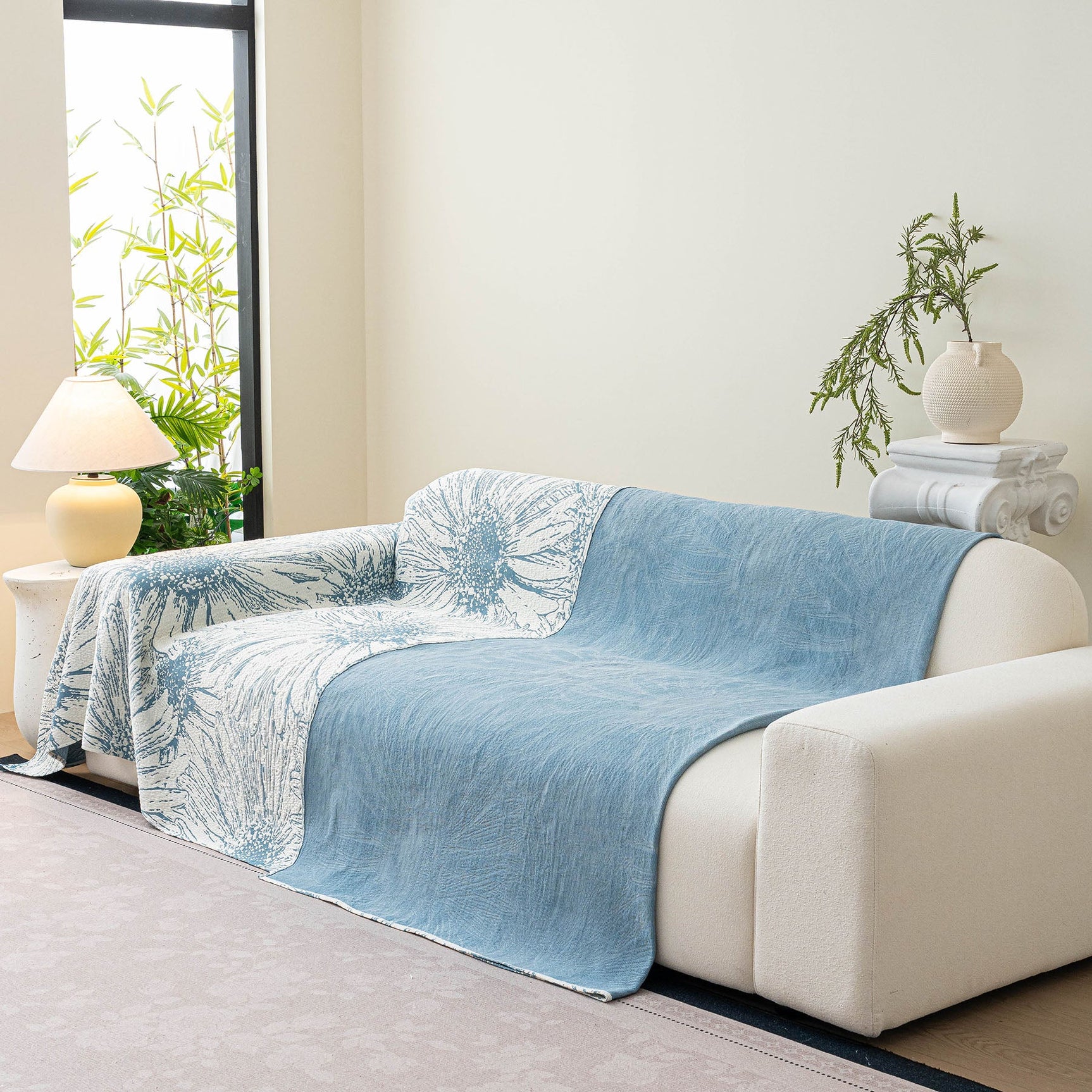 Cooling Botanical Jacquard Couch Cover Decorative Furniture Cover for Loveseat & Sofas - Ornate Home