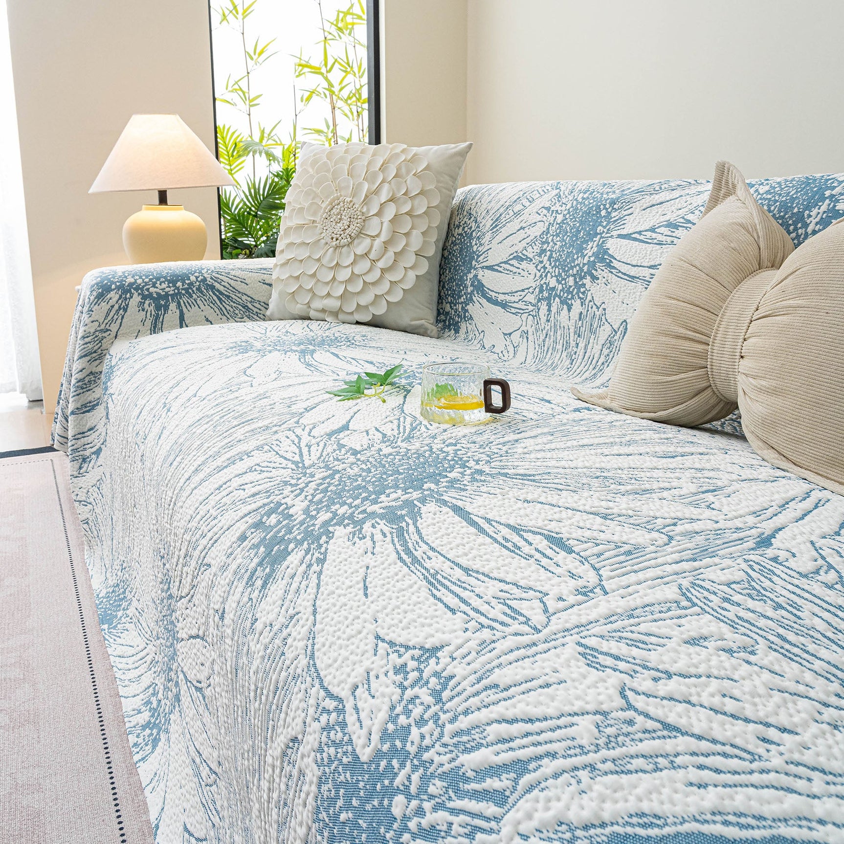 Cooling Botanical Jacquard Couch Cover Decorative Furniture Cover for Loveseat & Sofas - Ornate Home