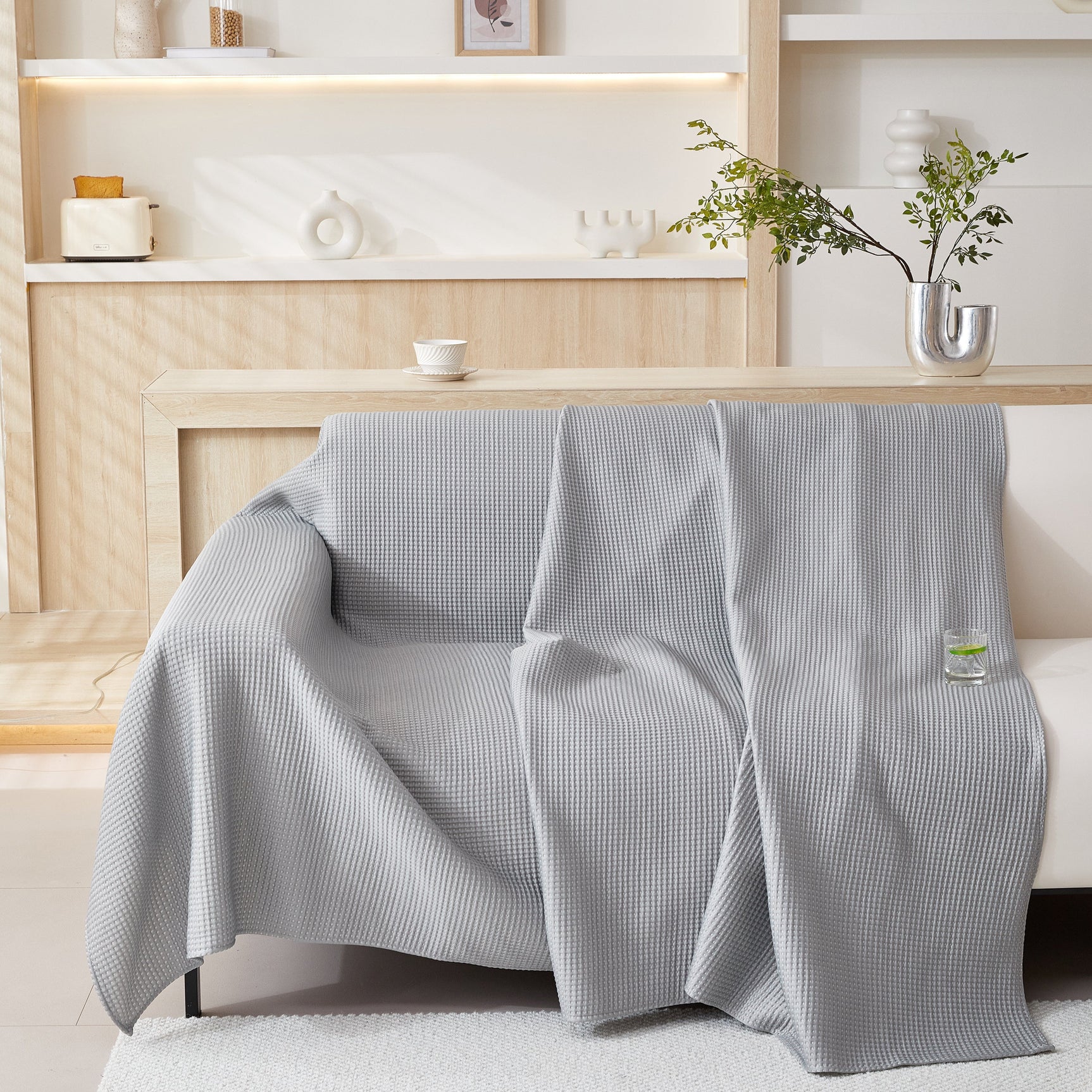 Cooling Comfy Throw Sofa Cover, Textured & Breathable, Multi-Use Decorative Couch Covers for Summer - Ornate Home