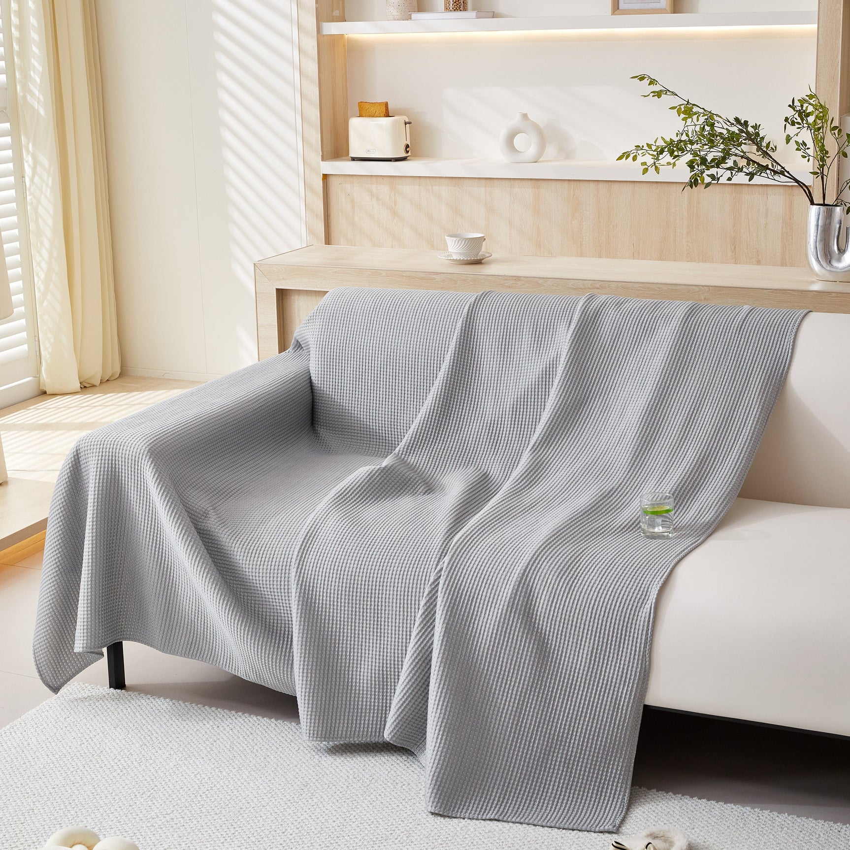 Cooling Comfy Throw Sofa Cover, Textured & Breathable, Multi-Use Decorative Couch Covers for Summer - Ornate Home