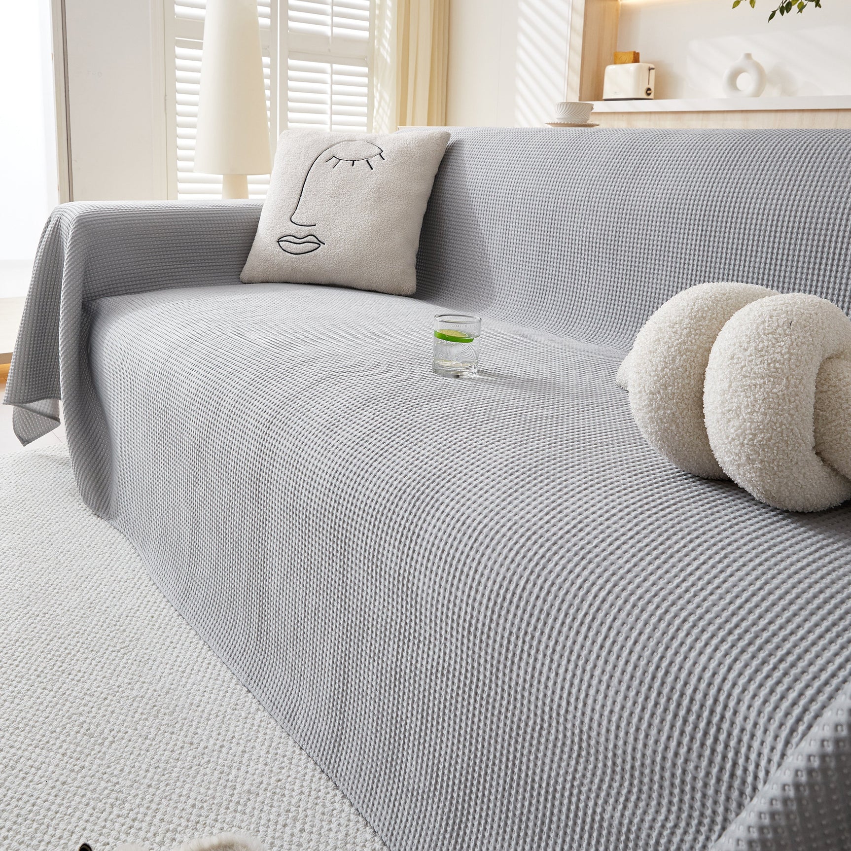 Cooling Comfy Throw Sofa Cover, Textured & Breathable, Multi-Use Decorative Couch Covers for Summer - Ornate Home