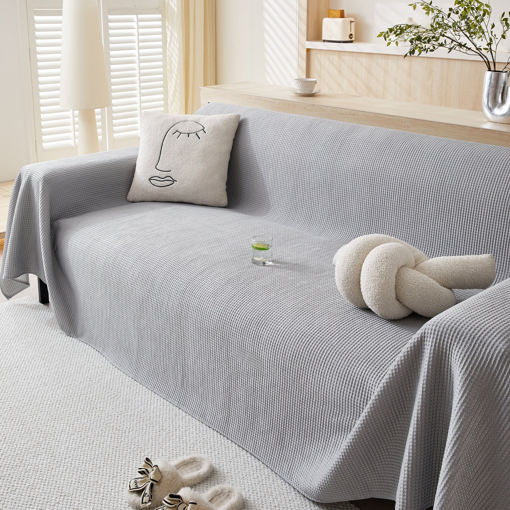 Cooling Comfy Throw Sofa Cover, Textured & Breathable, Multi-Use Decorative Couch Covers for Summer - Ornate Home
