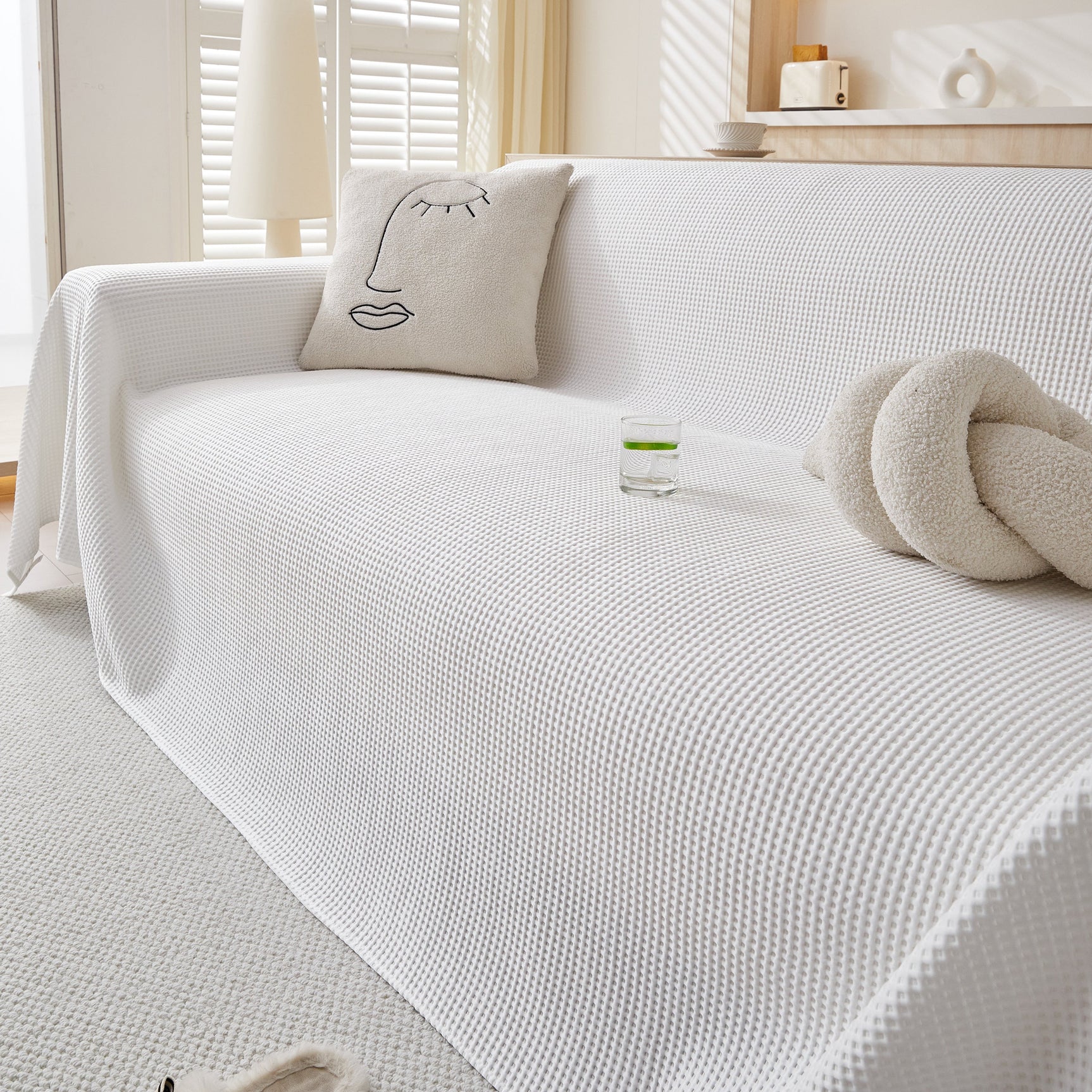 Cooling Comfy Throw Sofa Cover, Textured & Breathable, Multi-Use Decorative Couch Covers for Summer - Ornate Home