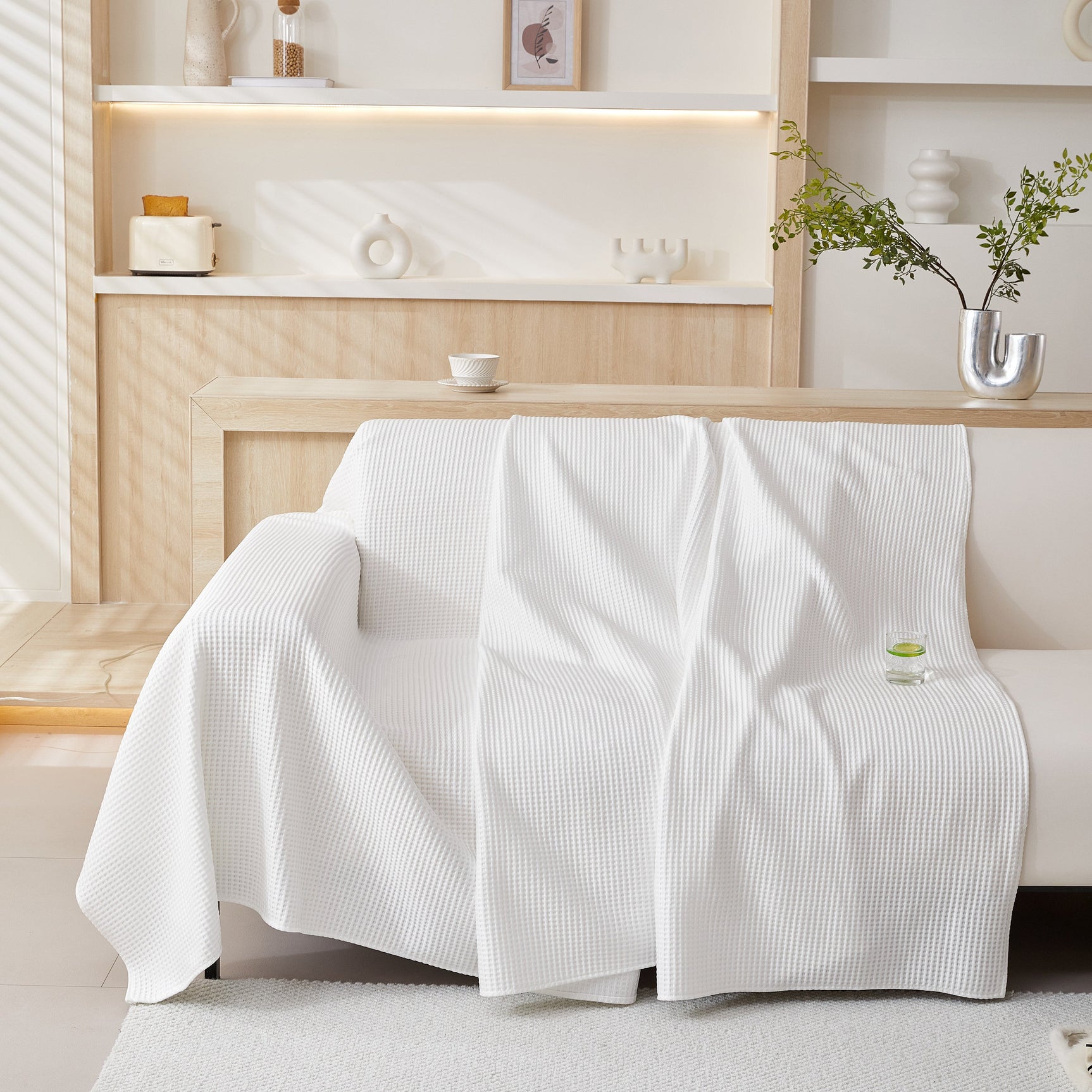 Cooling Comfy Throw Sofa Cover, Textured & Breathable, Multi-Use Decorative Couch Covers for Summer - Ornate Home
