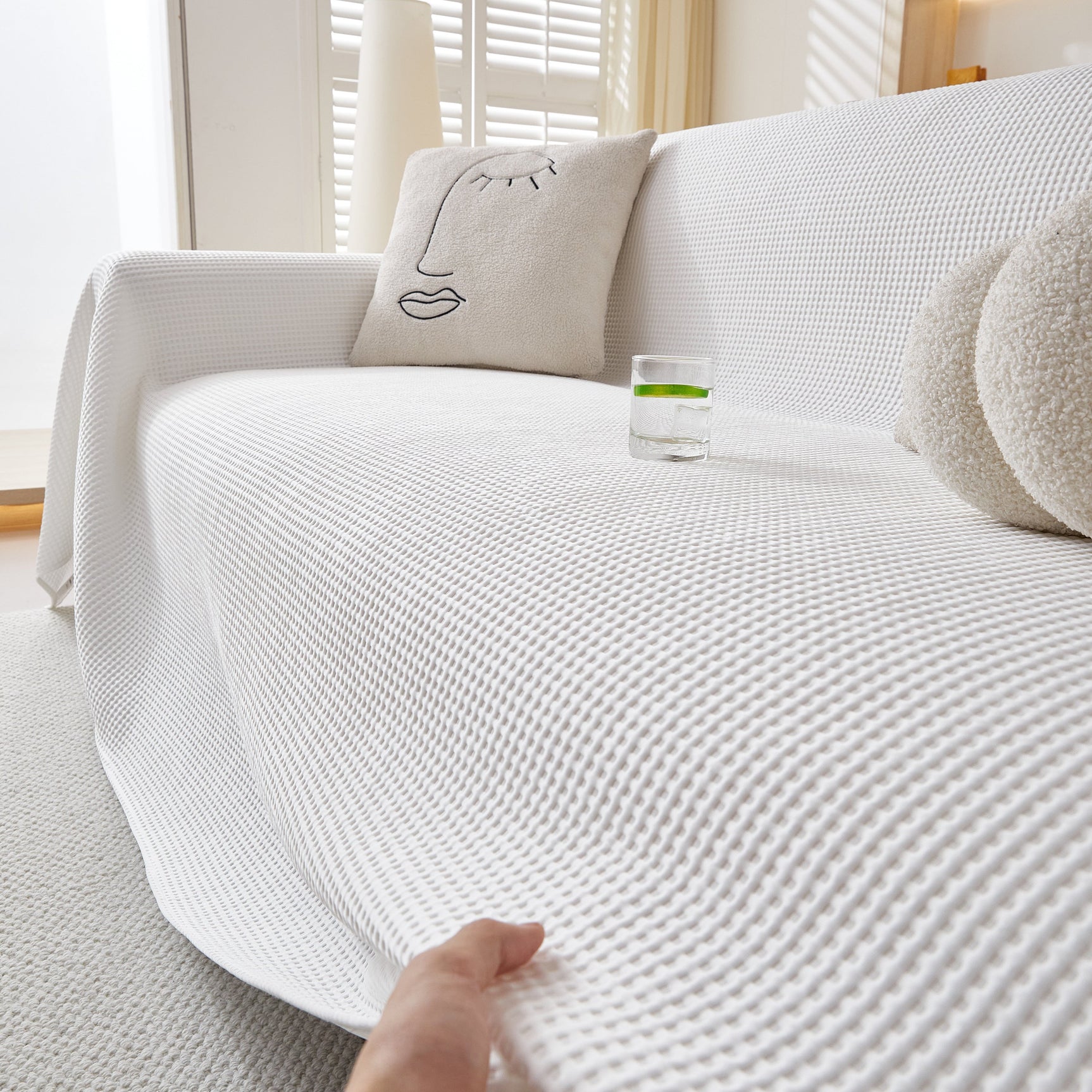 Cooling Comfy Throw Sofa Cover, Textured & Breathable, Multi-Use Decorative Couch Covers for Summer - Ornate Home