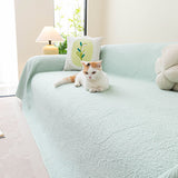 Cooling Embossed Botanical Couch Cover, Soft Ice Silk Furniture Protector for Sofa - Ornate Home
