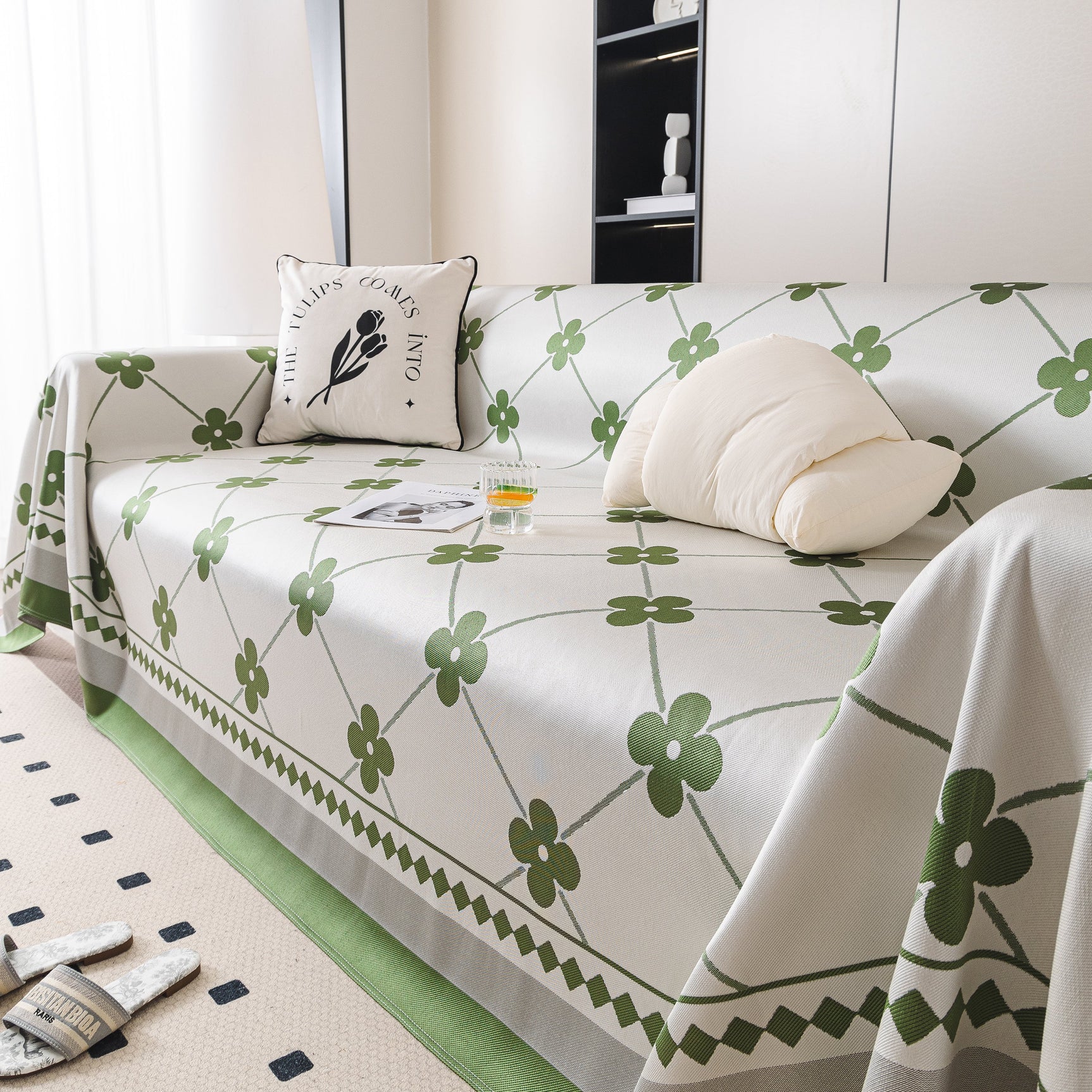Cooling Four-Leaf Clover Hope Faith Love Luck Summer Comfy Ice Silk Furniture Throw Covers for Sofas - Ornate Home