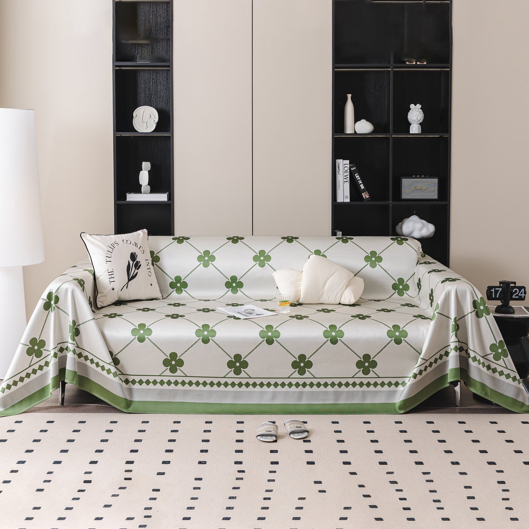 Cooling Four-Leaf Clover Hope Faith Love Luck Summer Comfy Ice Silk Furniture Throw Covers for Sofas - Ornate Home
