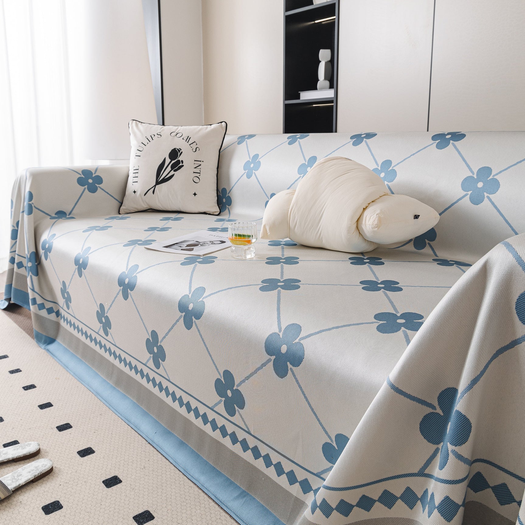 Cooling Four-Leaf Clover Hope Faith Love Luck Summer Comfy Ice Silk Furniture Throw Covers for Sofas - Ornate Home