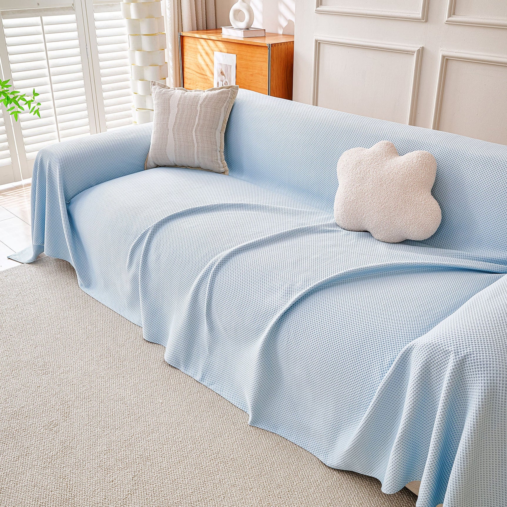 Cooling Ice Silk Knit Couch Cover, Breathable Pet Friendly Soft Throw Cover for Sofas - Ornate Home
